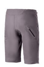 Alpinestars Drop Algorithm Shorts, mountainbike-shorts, Sparrow Gray, set bagfra, der fremhæver den limede benlomme med lynlås og den slidstærke konstruktion i strækstof til off-road MTB-kørsel