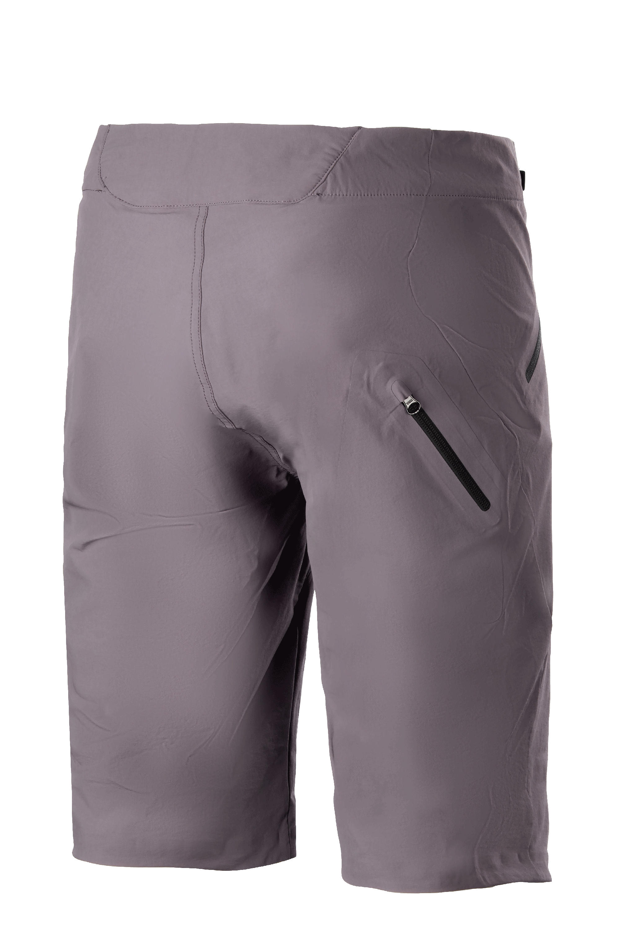 Alpinestars Drop Algorithm Shorts, mountainbike-shorts, Sparrow Gray, set bagfra, der fremhæver den limede benlomme med lynlås og den slidstærke konstruktion i strækstof til off-road MTB-kørsel