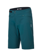 Alpinestars A-Dura shorts, mountainbike-shorts, mørkegrøn, med lynlåslommer, dobbelt trykknaplukning foran, justerbar taljejustering i siden og hvidt Alpinestars-logo på venstre ben, slidstærkt design til MTB-cykling