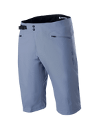 Alpinestars A-Dura Shorts, mountainbike-shorts, Infinity Blue, med dobbelt tryknapslukning foran, justerbart sort spænde i siden, lynlåslommer og tekstureret 2-vejs strækstof, teknisk MTB-beklædning