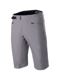 Alpinestars A-Dura Liner Shorts, Dark Gray MTB Mountain Bike Shorts, double snap front closure with adjustable side cinch buckle, zippered hand pockets, durable 2-way stretch textile fabric, Astars logo on the side, black interior waistband