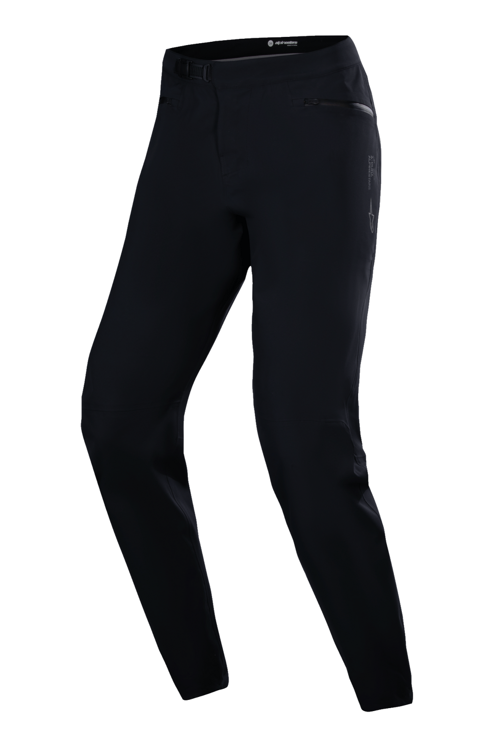 Alpinestars Stella A-Dura vandtætte bukser, MTB-cykelbukser til kvinder, sort, med ratchet-lukning i taljen, lynlåslommer og en tapered pasform til trail-kørsel