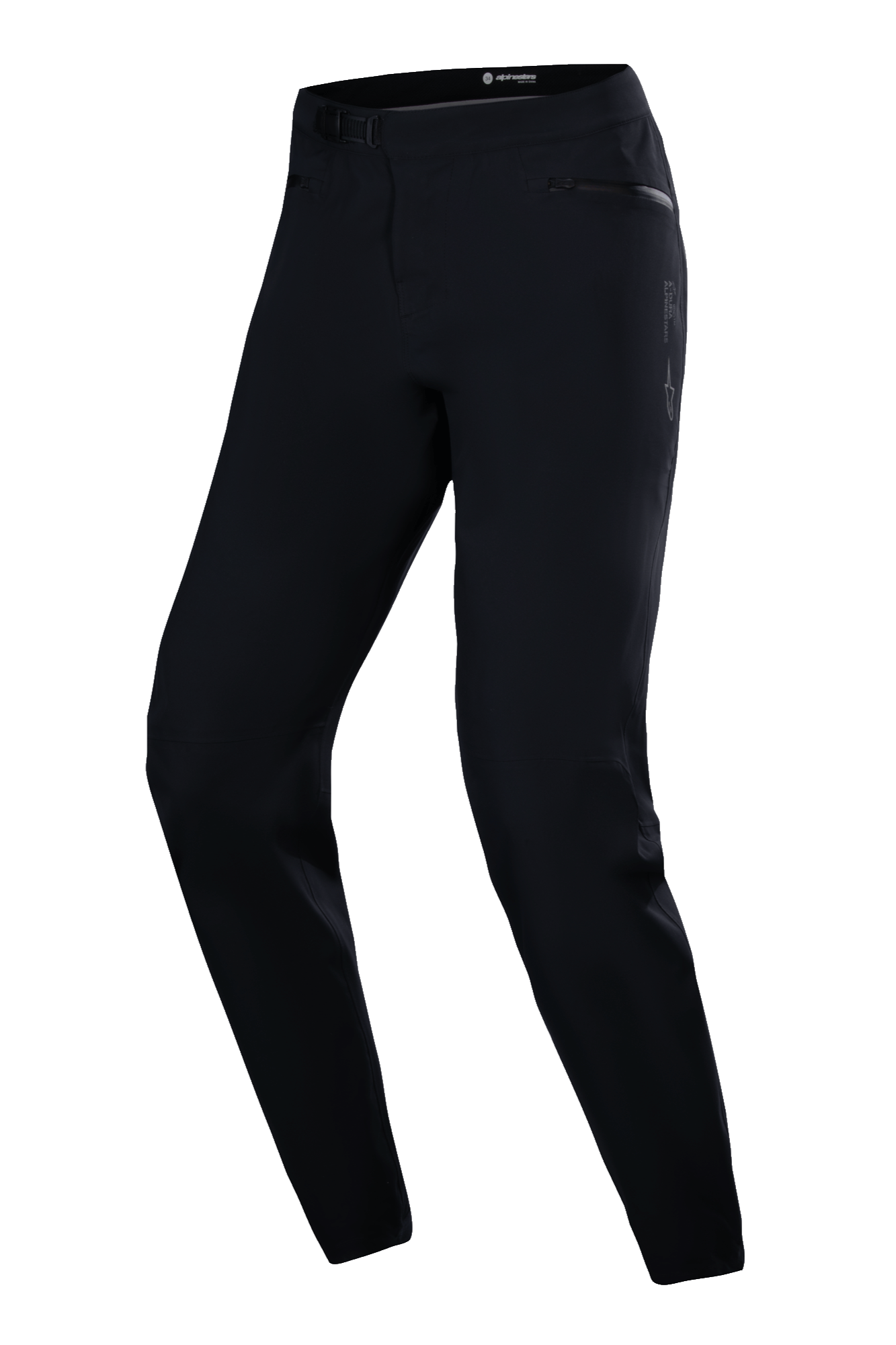 Alpinestars Stella A-Dura vandtætte bukser, MTB-cykelbukser til kvinder, sort, med ratchet-lukning i taljen, lynlåslommer og en tapered pasform til trail-kørsel