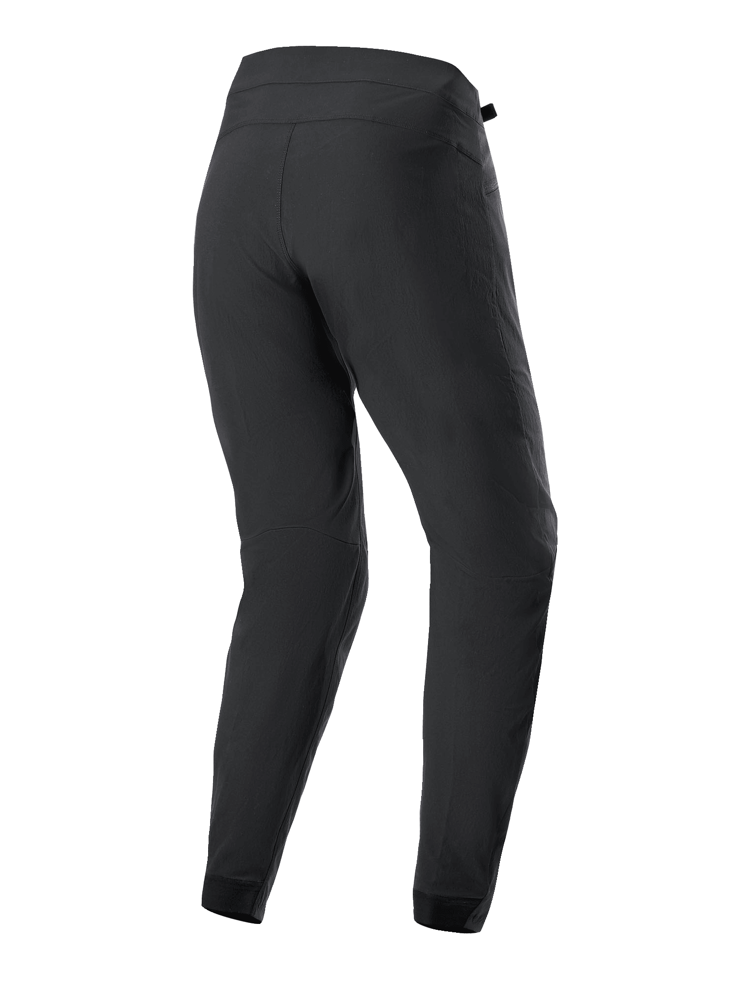 Alpinestars Stella A-Dura bukser til kvinder, MTB cykelbukser, sort, set bagfra viser ergonomisk konstruktion, faconsyet pasform og slidstærkt 2-vejs strækstof til mountainbike.