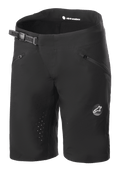 Alpinestars Stella Drop Algorithm shorts til damer, mountainbike-shorts, sort, skraldespænde i taljen, lynlåslommer foran, laserperforerede huller til ventilation, letvægts performance-materiale med Alpinestars-logo på benet