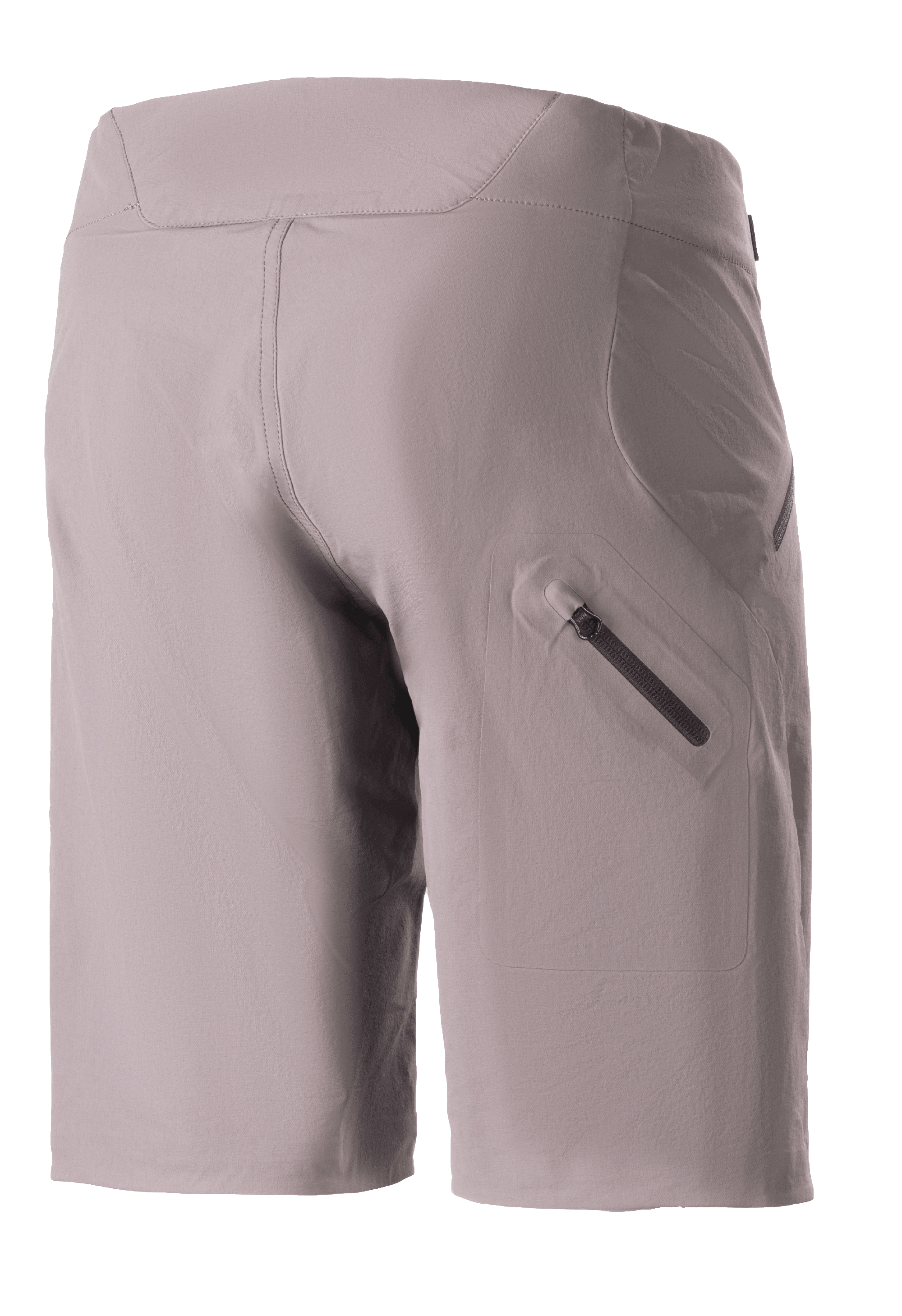 Alpinestars Stella Drop Algorithm shorts til damer, mountainbike-shorts, Sparrow Gray, set bagfra med en limet benlomme med lynlås, teknisk strækstof med en pasform specifikt til kvinder, designet til trail- og terrænkørsel