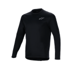Alpinestars A-Dura Thermal Jersey, sort langærmet cykeltrøje, lille hvidt Alpinestars-logo på brystet, forlænget bagstykke for dækning af ryggen, isoleret fleeceforing til mountainbike i koldt vejr