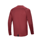 Alpinestars A-Dura Thermal Jersey, langærmet cykeltrøje, burgundy, set bagfra med forlænget rygstykke for dækning, tekstureret isolerende termostof, minimalistisk branding ved sømmen