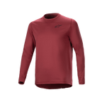 Alpinestars A-Dura Thermal Jersey, langærmet cykeltrøje, bordeaux, tekstureret isoleret stof med lille sort stjernelogo på brystet, forlænget drop tail-kant til MTB-kørsel