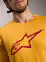 Orange Alpinestars A-Dura Ride trøje med rødt Astars-logo på brystet, letvægts MTB-beklædning med korte ærmer.