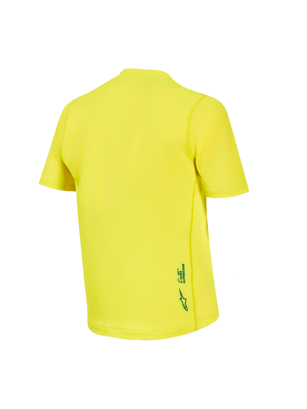 Yellow Fluo A-Dura Ride kortærmet trøje set bagfra, åndbar jacquard polyesterblanding med logodetalje, MTB-trøje.