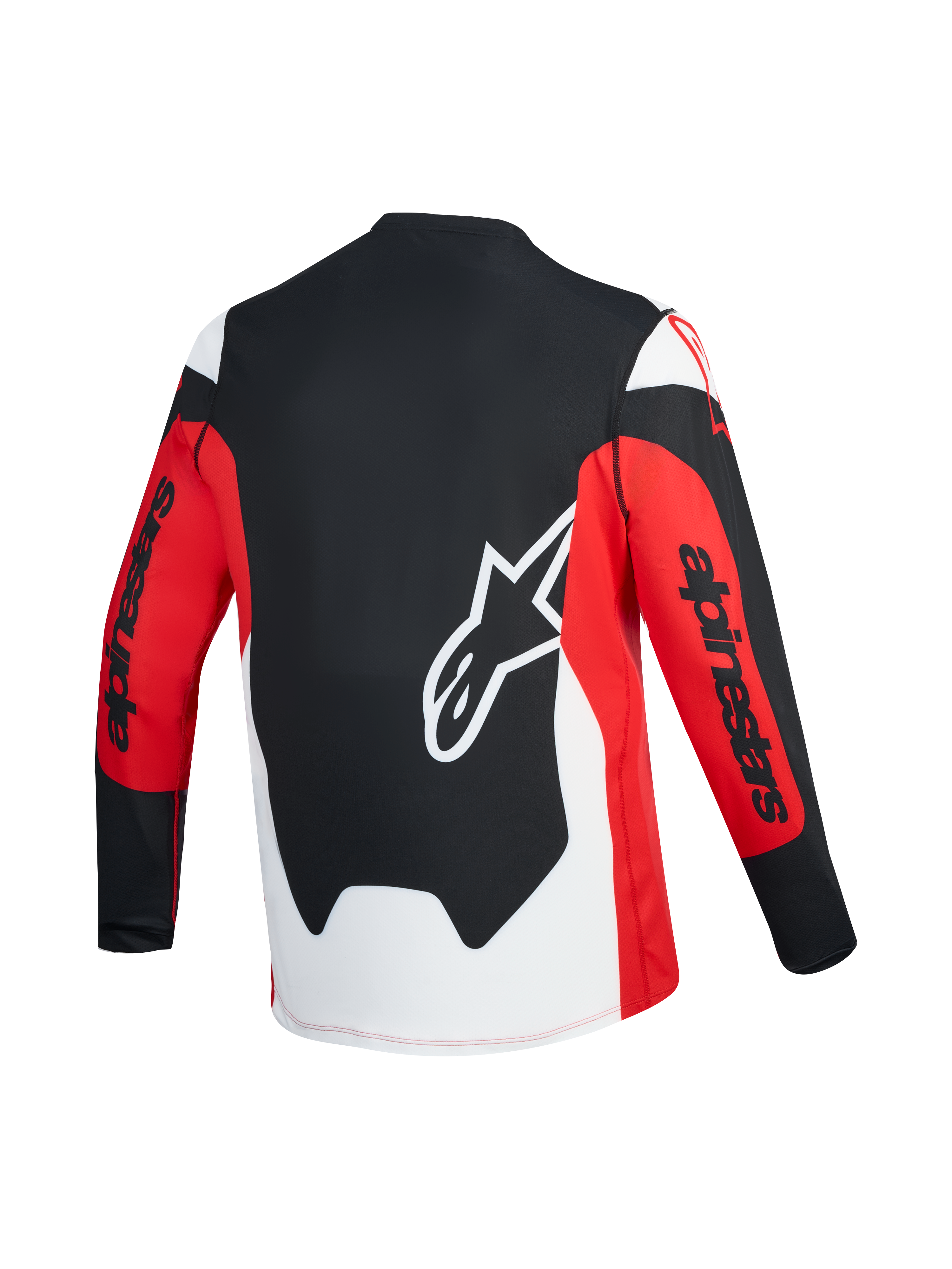 A-Dura Race langærmet trøje i rød og sort set bagfra med hvidt Astars-logo og branding på ærmerne.