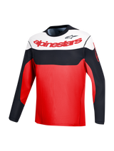 Rød A-Dura Race langærmet trøje med Alpinestars-logo og sort/hvid farveblokering til MTB.
