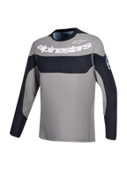 Alpinestars A-Dura Race Jersey, long sleeve mountain bike cycling jersey in gray and black with white chest logo graphics