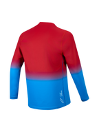 A-Dura ASTARS 2.0 langærmet jersey i rød og blå gradient, set bagfra med drop tail og performance-stof.