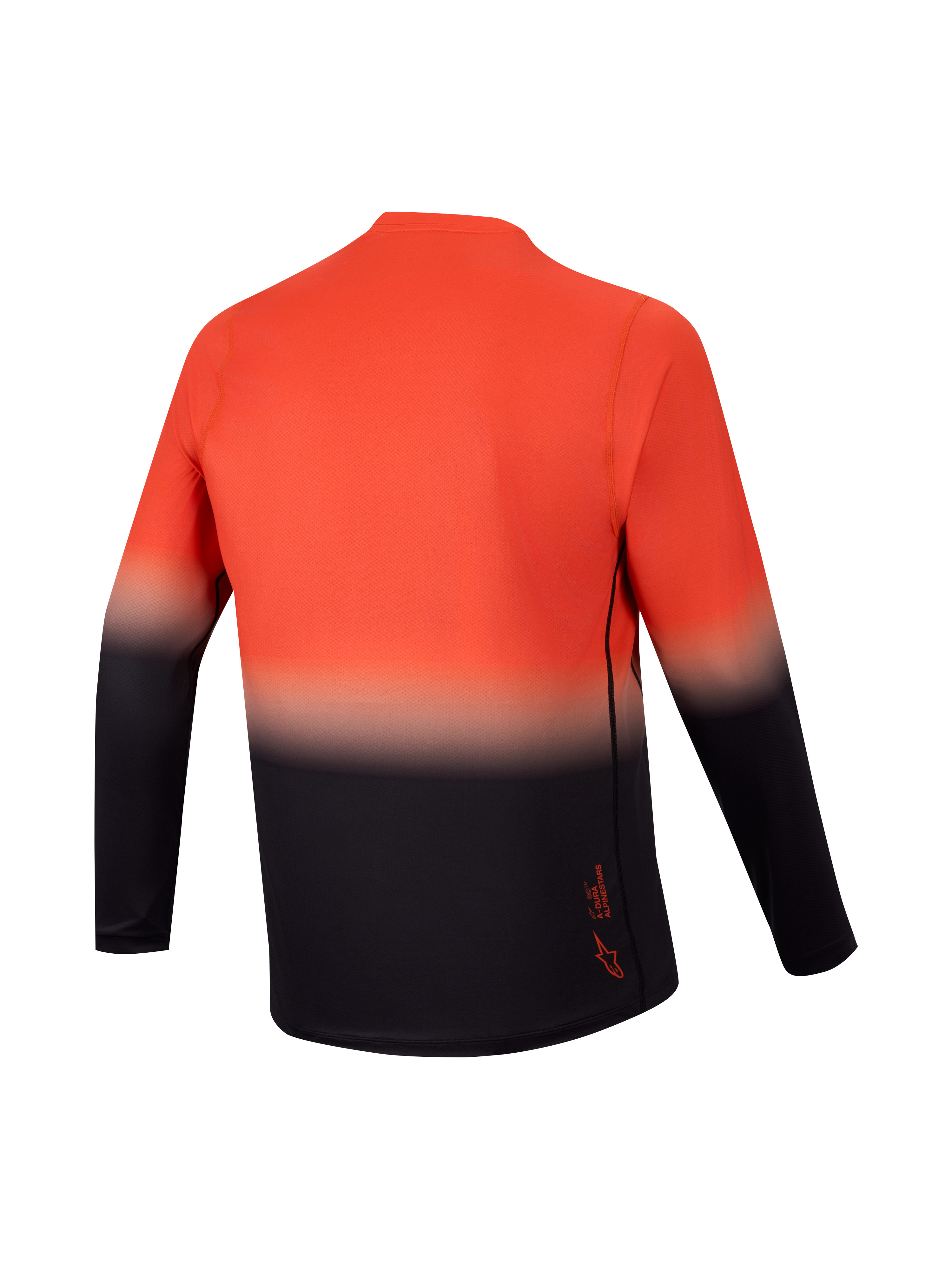 A-Dura ASTARS 2.0 langærmet jersey set bagfra med orange og sort gradient-toning til højtydende MTB-kørsel.