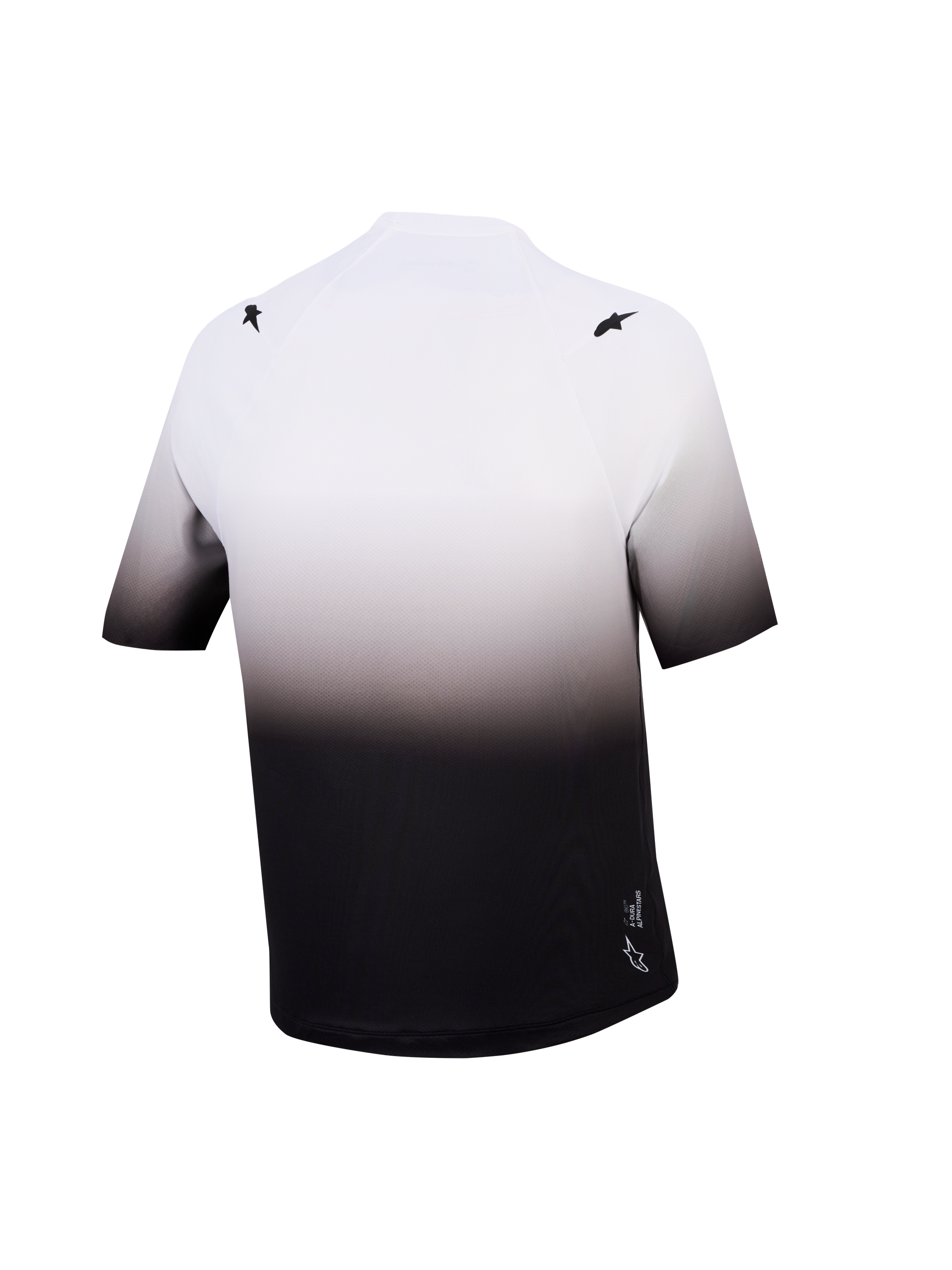 A-Dura ASTARS 2.0 short sleeve MTB jersey in white and black gradient, back view with shoulder star logos.