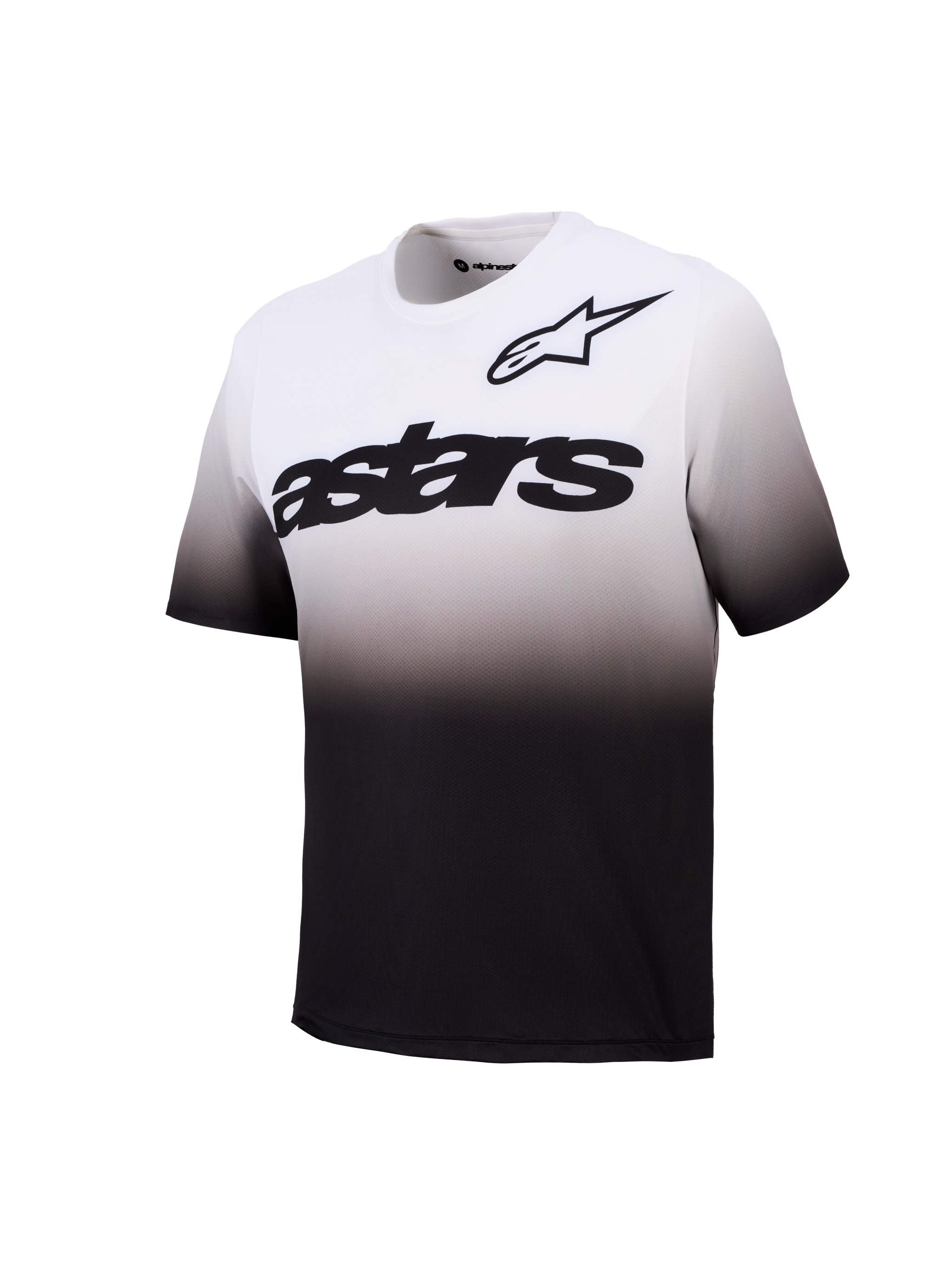A-Dura ASTARS Short Sleeve Jersey 2.0 in white and black gradient with bold chest logos for MTB performance.