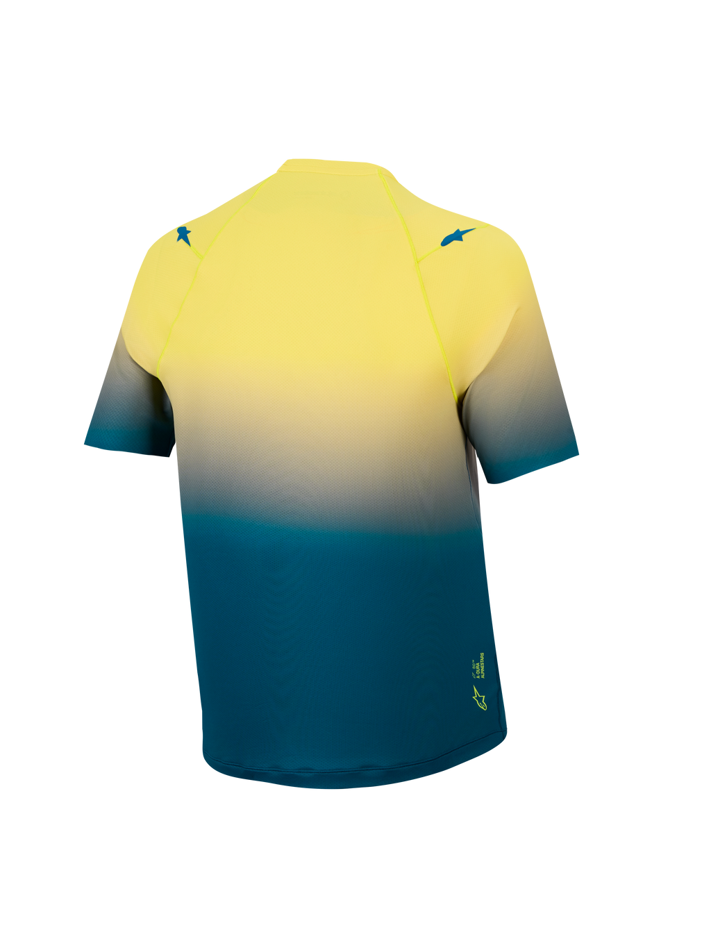 A-Dura ASTARS 2.0 Jersey, bagfra i blå og gul fluo gradient, kortærmet MTB-trøje med performance stretch.
