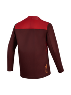A-Dura Elite trøje 2.0, bordeaux og rød langærmet MTB-jersey med farveopdelt ryg og forlænget bagkant.