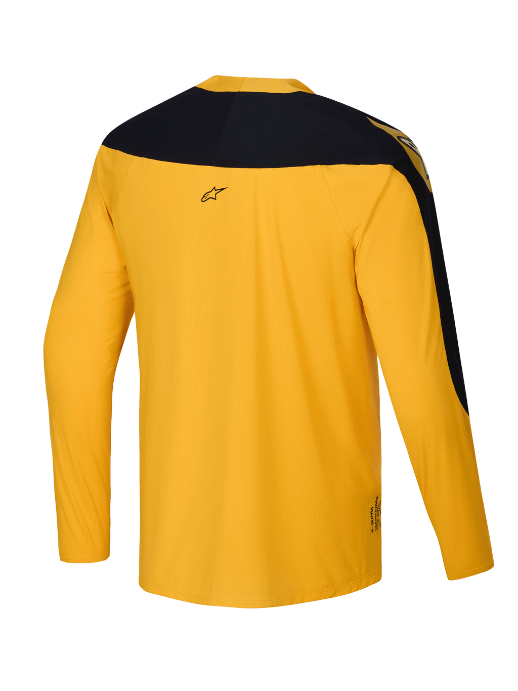 Alpinestars Limited Edition A-Supra Melt Gold Jersey, Long Sleeve MTB Jersey, Men's Cycling Activewear, Dark Yellow, micro-perforated polyester with stretch panels