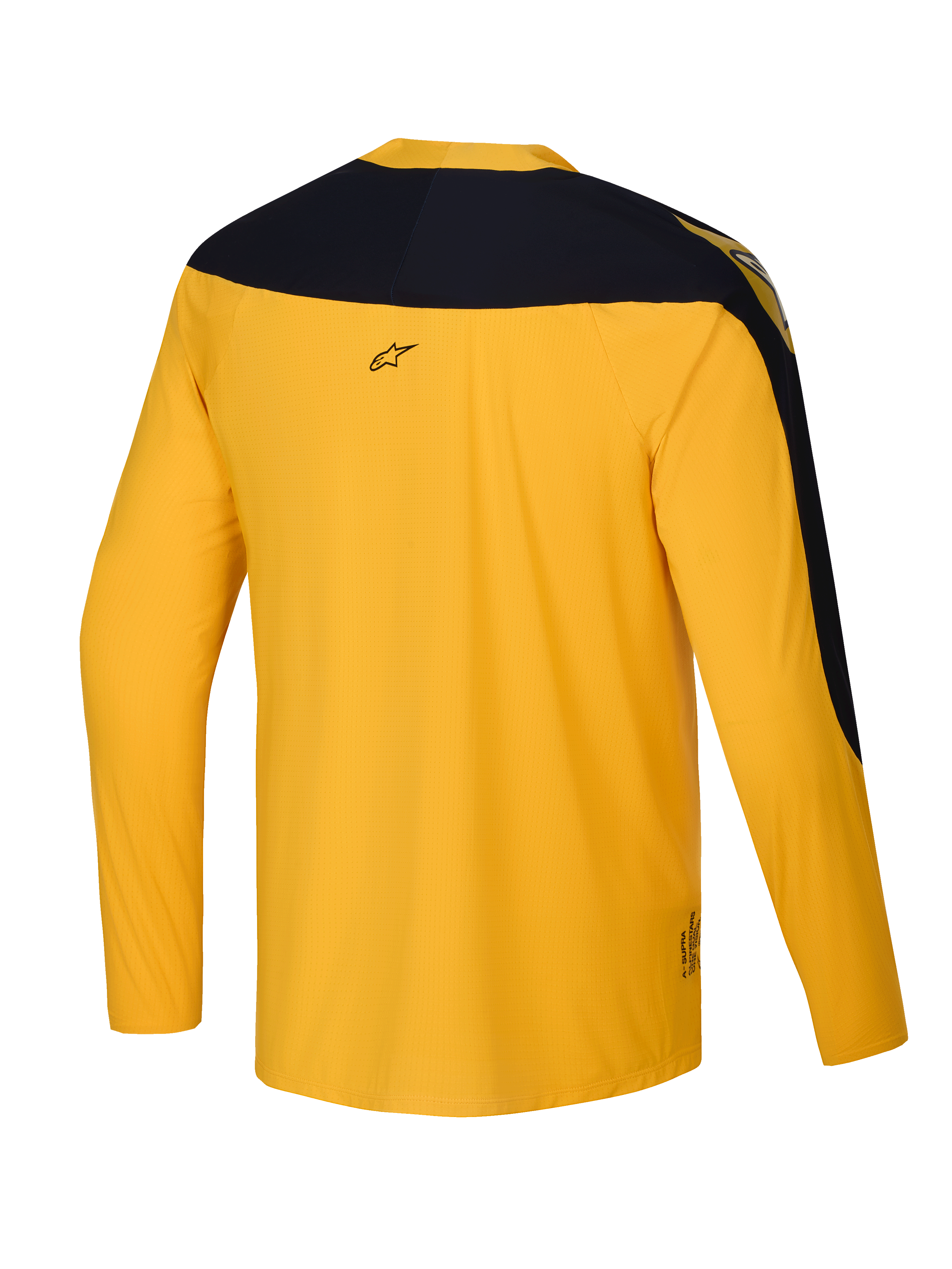 Alpinestars Limited Edition A-Supra Melt Gold Jersey, Long Sleeve MTB Jersey, Men's Cycling Activewear, Dark Yellow, micro-perforated polyester with stretch panels