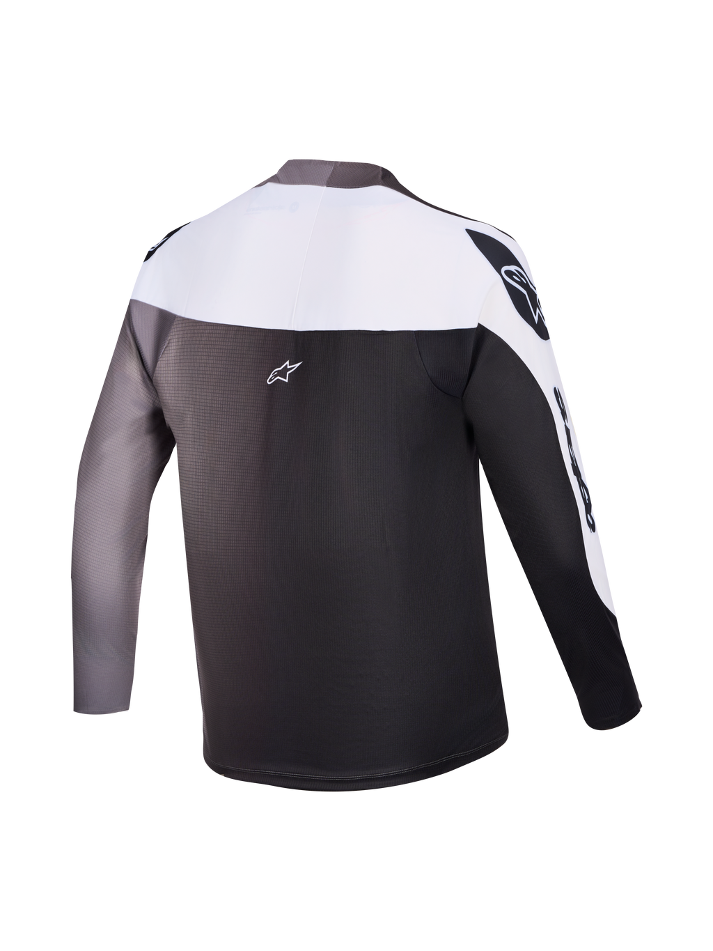 A-Supra Elite Trøje set bagfra, Faded Gray gradient, langærmet MTB-raceroverdel med signatur Alpinestars-branding.