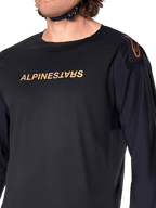 Alpinestars A-Aria Polartec Switch langærmet jersey, sort, med bronze Alpinestars-branding på brystet og skulderen, laserperforeringer på ærmerne til ventilation, teknisk performance MTB-beklædning
