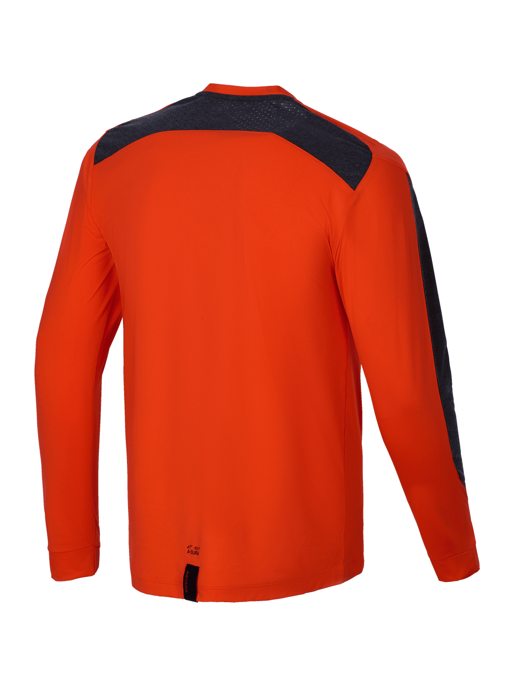 Alpinestars A-Dura Insert Astar Trøje, langærmet MTB-trøje set bagfra, orange med kontrastfarvede åndbare indsatser, slidstærk tekstilkonstruktion til mountainbike