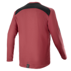 Alpinestars A-Dura Dri Astar langærmet jersey, burgundy, mountainbike-jersey, set bagfra med sort mesh-ventilationspanel på skuldrene, lange ærmer, teknisk performance-materiale til off-road cykling