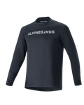 Alpinestars A-Aria Switch langærmet trøje, MTB-cykeltrøje, sort, fremtrædende hvidt Alpinestars-logo på brystet, rund hals, letvægts åndbart stof, performance fit til off-road kørsel