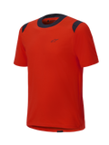 Alpinestars A-Dura Dri Wool kortærmet jersey, Spicy Orange med sorte mesh-paneler på kraven og skuldrene, minimalistisk design med et lille logo på brystet, teknisk mountainbike-beklædning