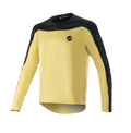 Alpinestars Drop Meta Long Sleeve Jersey, MTB Mountain Bike Jersey, Gold and Black, black shoulder yoke and outer sleeve panels, small circular logo on chest, lightweight breathable mesh fabric, extended drop tail hem