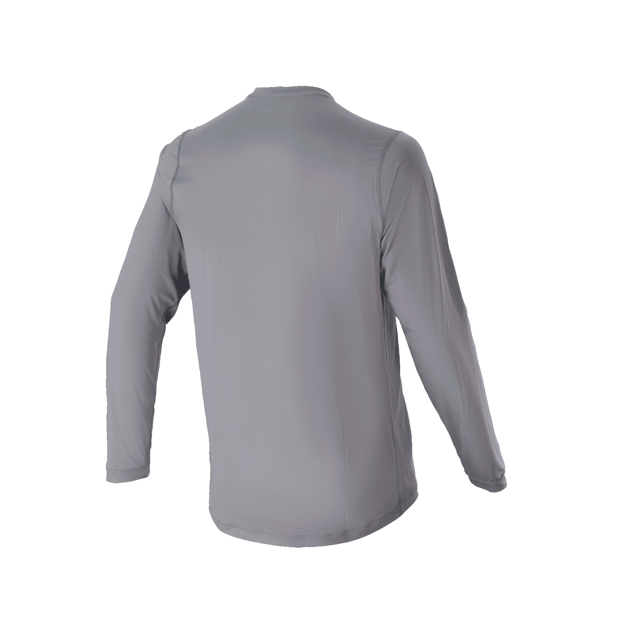 Alpinestars A-Dura Rocker Long Sleeve Jersey, Dark Gray, back view highlighting the longer drop tail, casual MTB cycling apparel with a regular fit