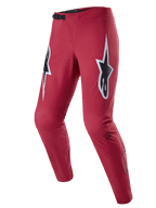 Alpinestars A-Supra Race bukser, MTB racing-bukser, vinrøde med store hvide og sorte stjernelogoer på lårene, laserperforeret ventilation, sort ratchet-lukning i taljen, tætsiddende performance-pasform til mountainbike