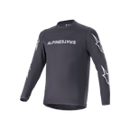 Alpinestars A-Dura Switch Long Sleeve Jersey, Black, white Alpinestars chest wordmark and star logos on sleeves, lightweight technical fabric, MTB cycling apparel