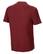 Alpinestars A-Dura Switch kortærmet jersey, burgundy, set bagfra, forlænget ryg, lille lodret Alpinestars-logo på siden, performance MTB-cykeltøj