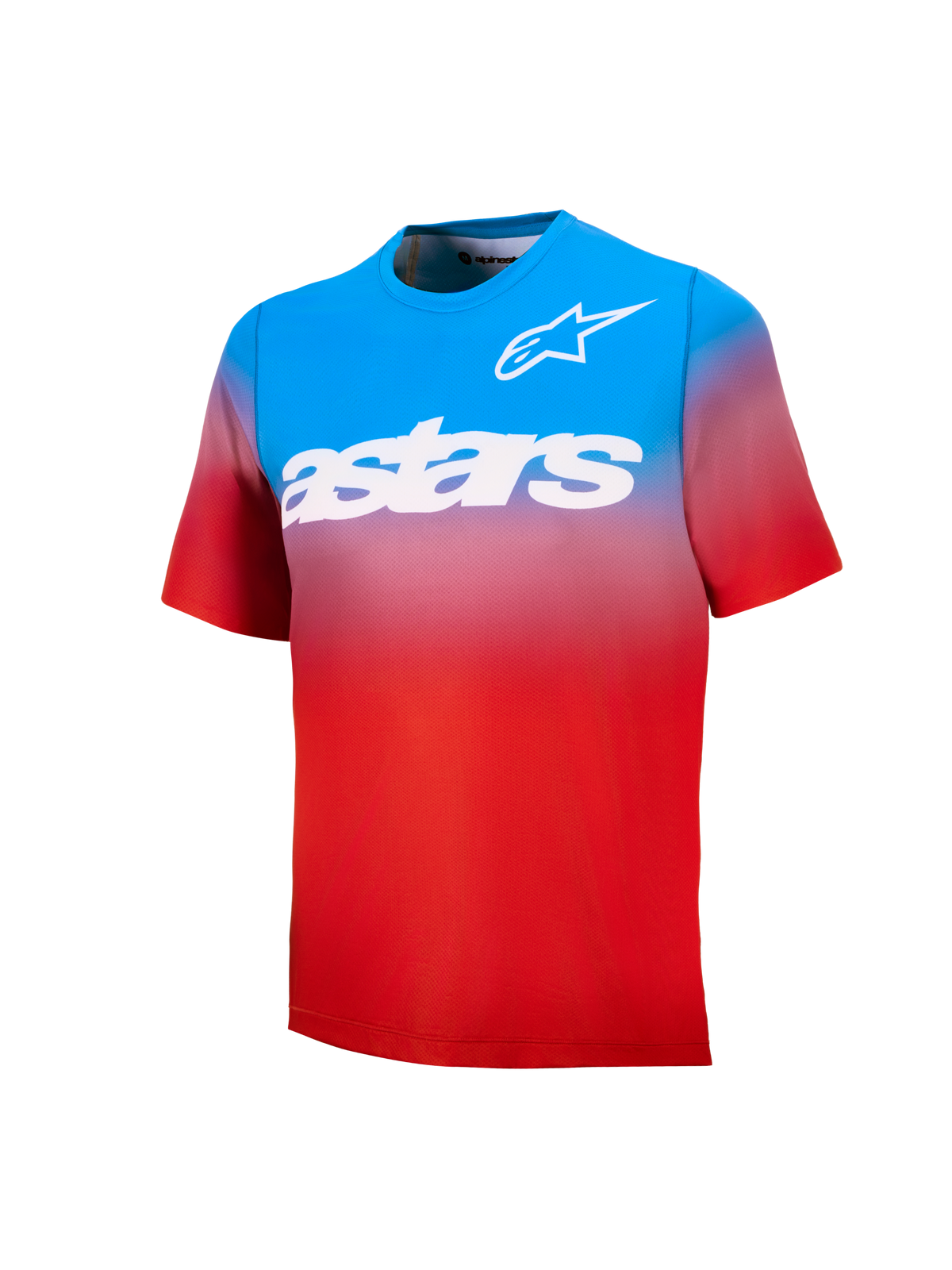 Youth A-Dura Astars Jersey 2.0, blue and red gradient short sleeve MTB jersey with white chest logos and wordmark.