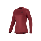 Alpinestars Stella A-Dura termotrøje, langærmet dame mountainbike-trøje i bourgogne, isoleret fleeceforet design med forlænget drop tail