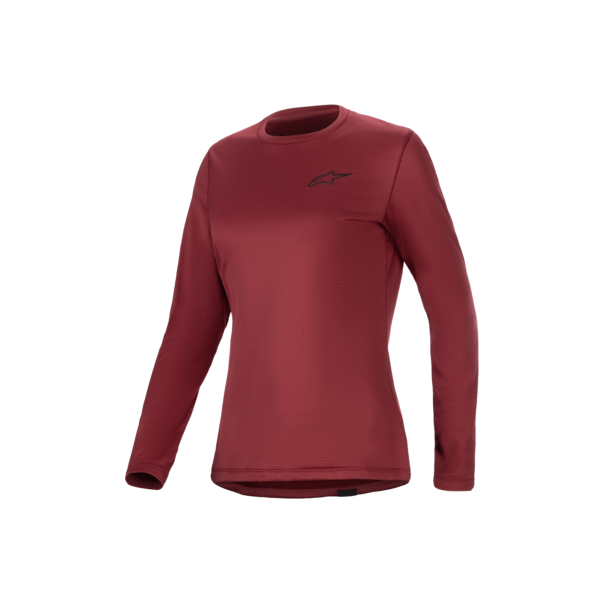 Alpinestars Stella A-Dura termotrøje, langærmet dame mountainbike-trøje i bourgogne, isoleret fleeceforet design med forlænget drop tail