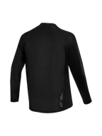 Sort Stella A-Dura Ride langærmet trøje til kvinder, set bagfra med jacquard-tekstur og Alpinestars-logo.
