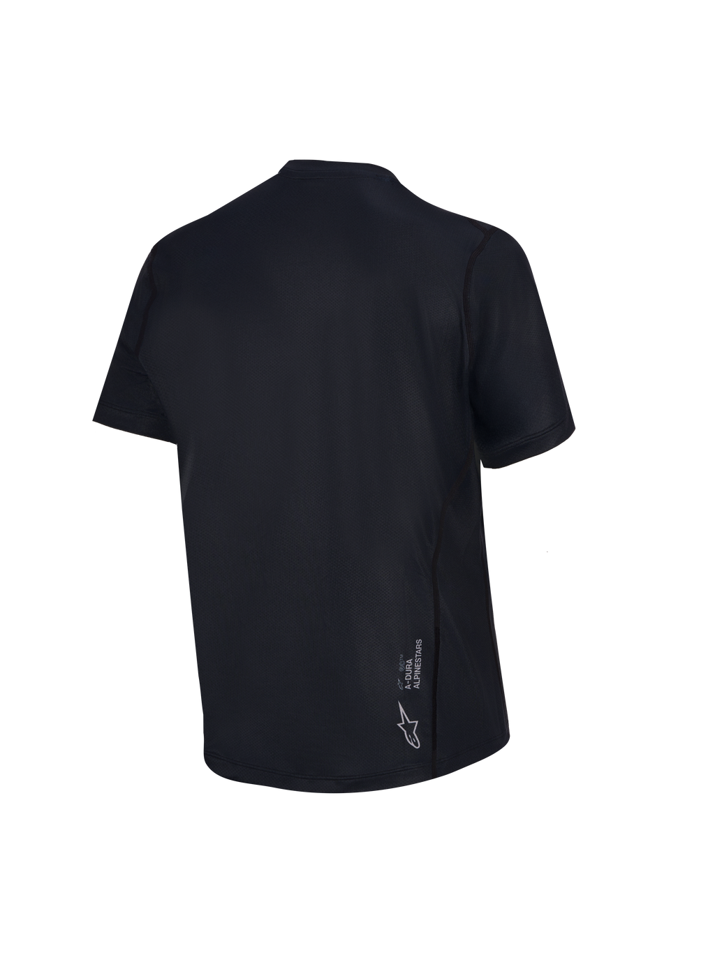 Alpinestars Stella A-Dura Ride MTB-trøje til kvinder, sort kortærmet jersey set bagfra med hvidt Astars-logo på ryggen