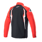 Alpinestars Honda Softshell-jakke, rød og sort, set bagfra med sort midterpanel og røde ærmer, hvid og rød kontrastgrafik, Alpinestars-logo på nakke og skulder, sporty motorsport-inspireret softshell-design