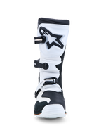 Alpinestars Tech-T støvler, trials-motorcykelstøvler til mænd, sort og hvidt læder, TPU-beskyttelse, CE-certificeret.