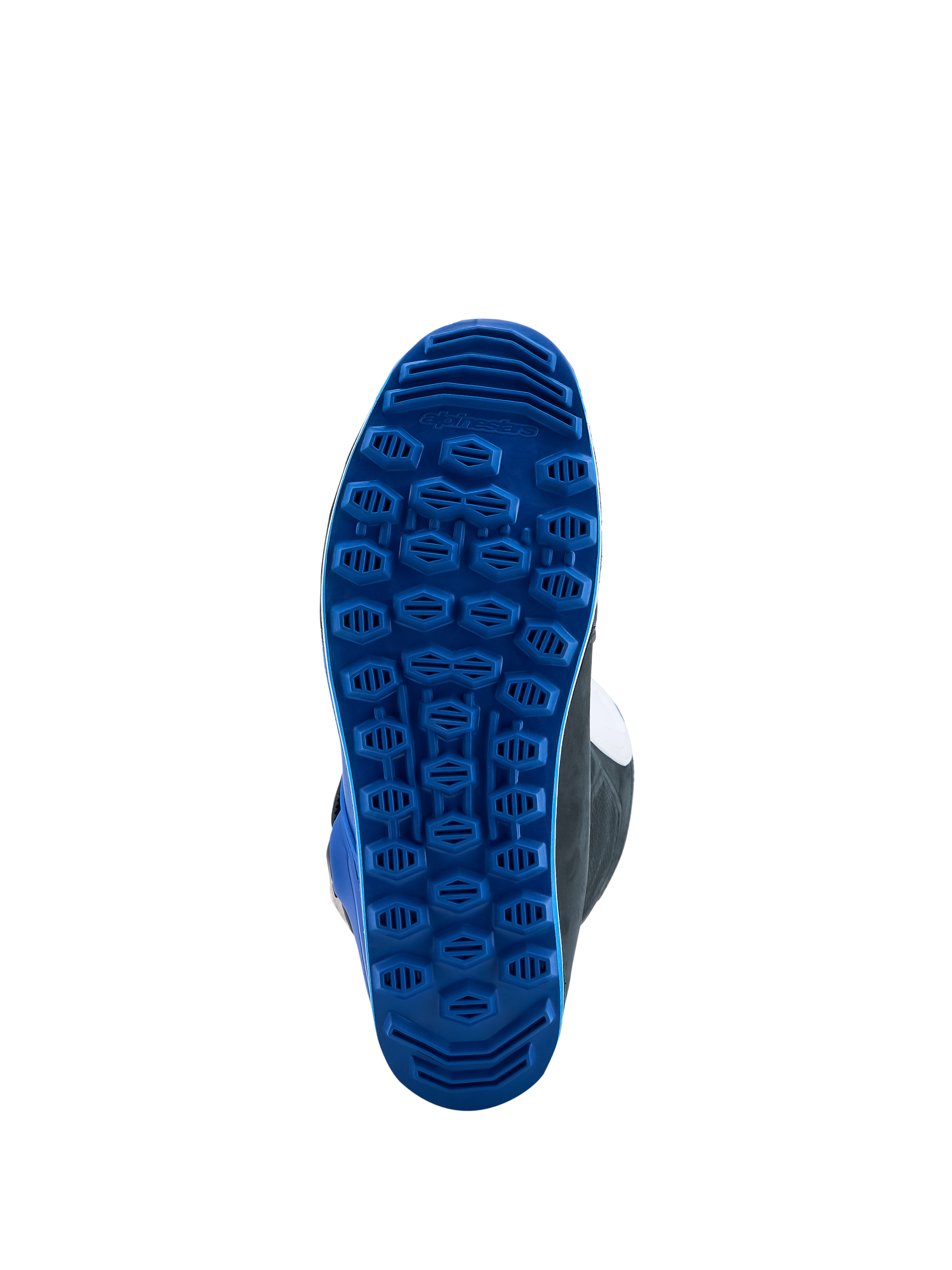 Alpinestars Tech-T Boots, high-grip trials riding, Men, Blue, rough-terrain rubber outsole for precise peg feel.