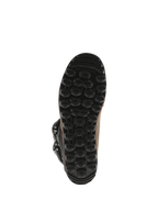 Alpinestars Tech-T Boots, Trials Boots, Brown Oiled leather, bottom view of black proprietary sole, textured hexagonal tread pattern for grip and foot peg sensitivity, durable rubber construction