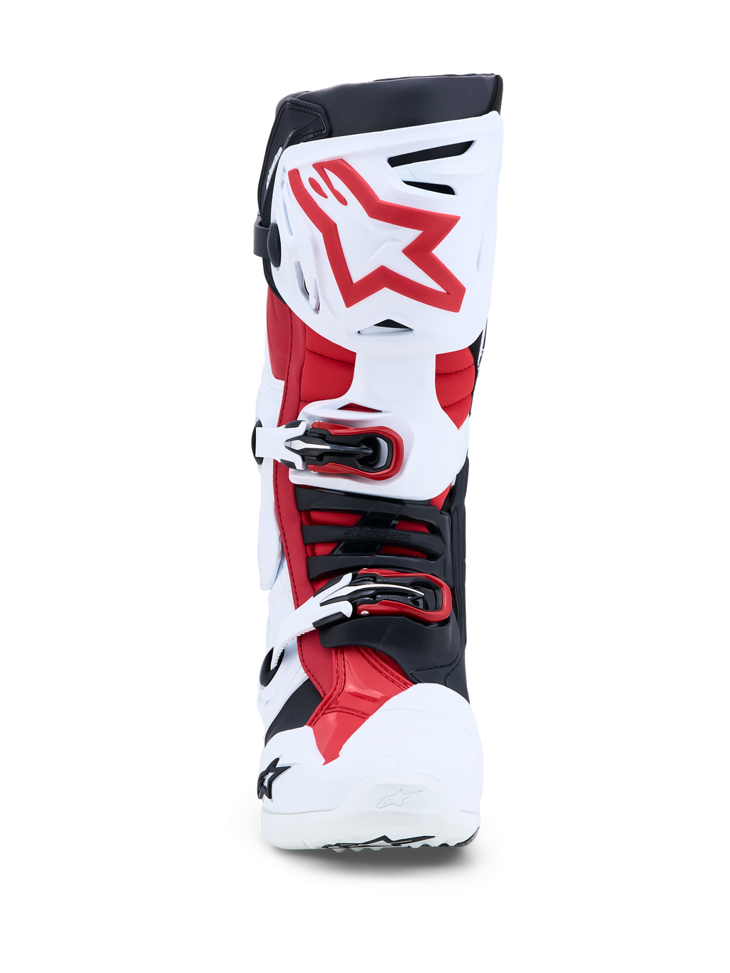 Alpinestars Tech-10 herre-motocrossstøvler, hvid og rød, avanceret ankelbeskyttelse og CE-certificeret.