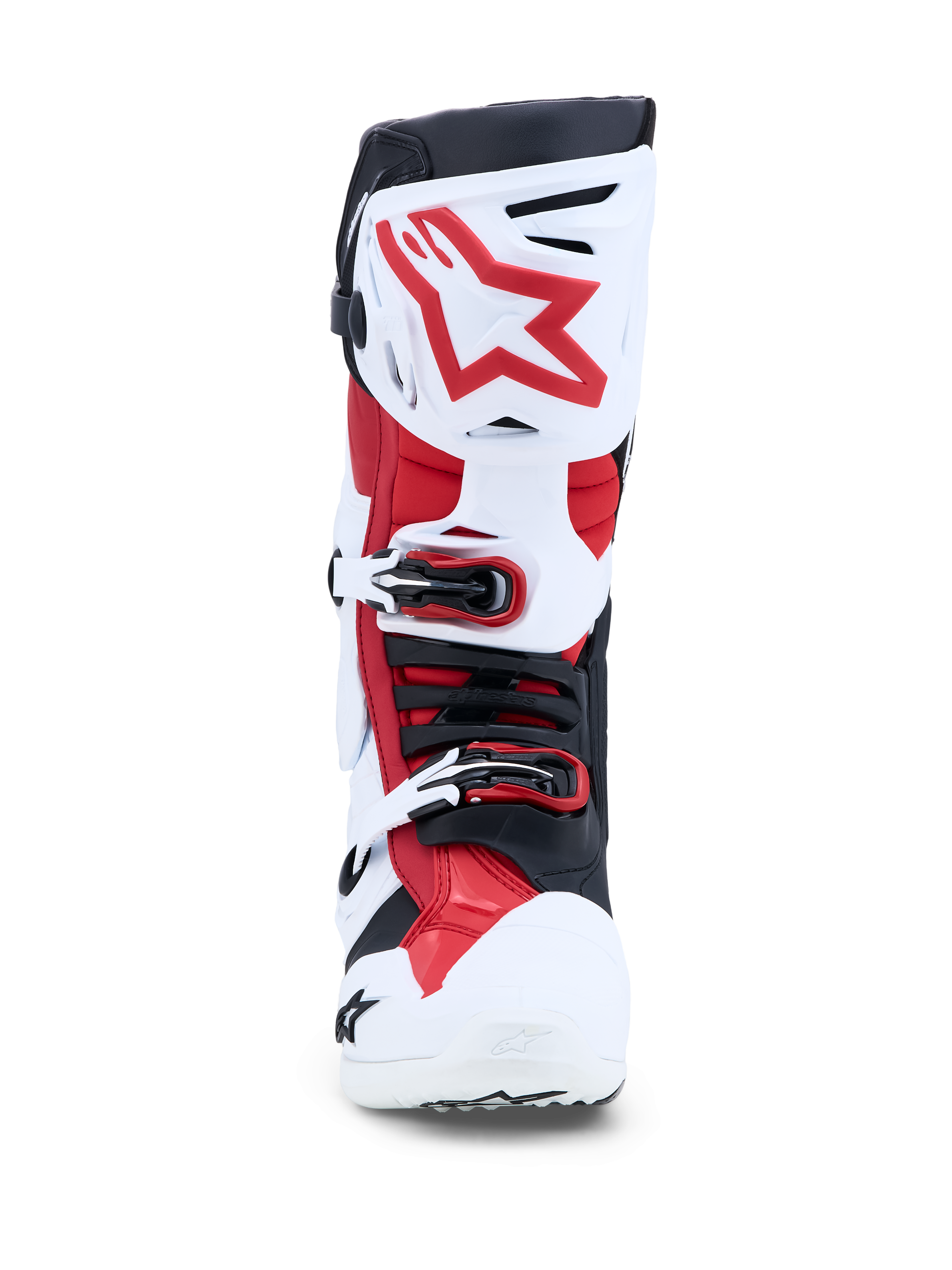 Alpinestars Tech-10 herre-motocrossstøvler, hvid og rød, avanceret ankelbeskyttelse og CE-certificeret.