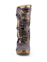 Alpinestars Tech 10 Air Gold motocross boot in Earth Brown Gold with TPU armor and metallic gold accents.