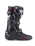 Alpinestars Tech 10 Enduro støvler, motocross off-road støvler, sort med hvide og røde detaljer, tredobbelt spændelukkesystem, beskyttende TPU-skinnebensbeskytter og hælplade, robust Enduro-sål, ikonisk stjernelogo, premium racerbeskyttelse